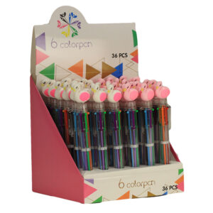 STYLO 6 COULEURS FLAMANT ROSE